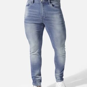 Jed North Men's Premium Fitted Stretchy Jeans - Faded Blue (M)